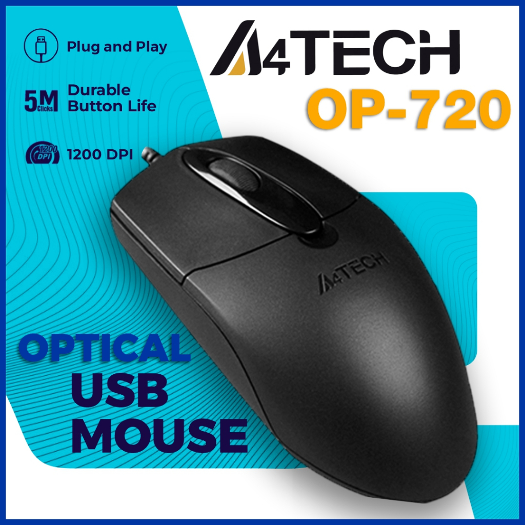 A4TECH OP-720 OPTICAL MOUSE USB BLACK