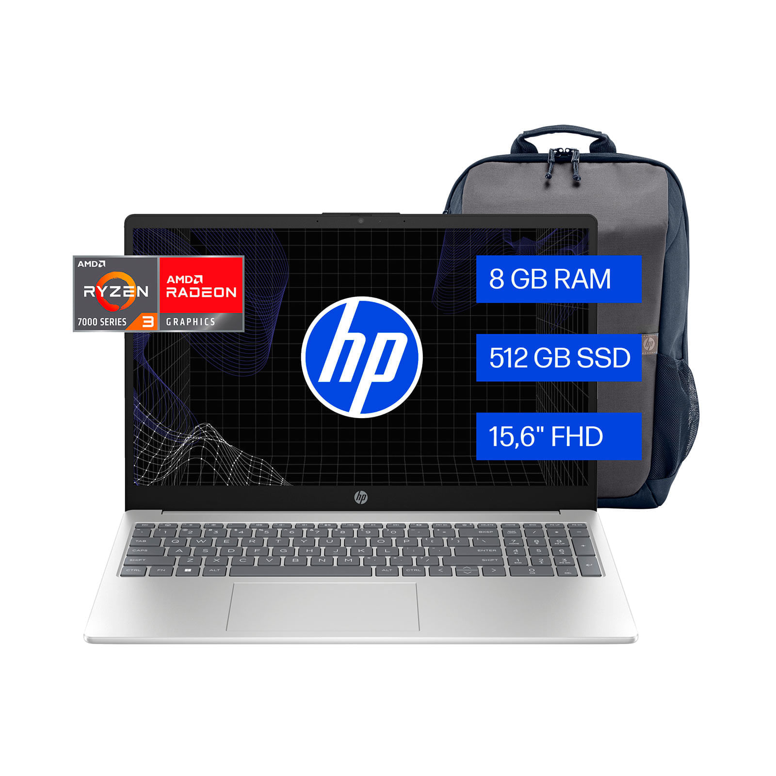 HP 15 AMD Ryzen 3 7320U,15.6" LED FULL HD, 8GB LPDDR5-5500MHz, 256GB S миниатюра 2