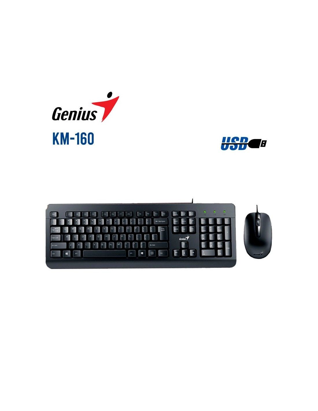 Keyboard + Mouse Genius KM-160, Black, USB, RU, GO-170001