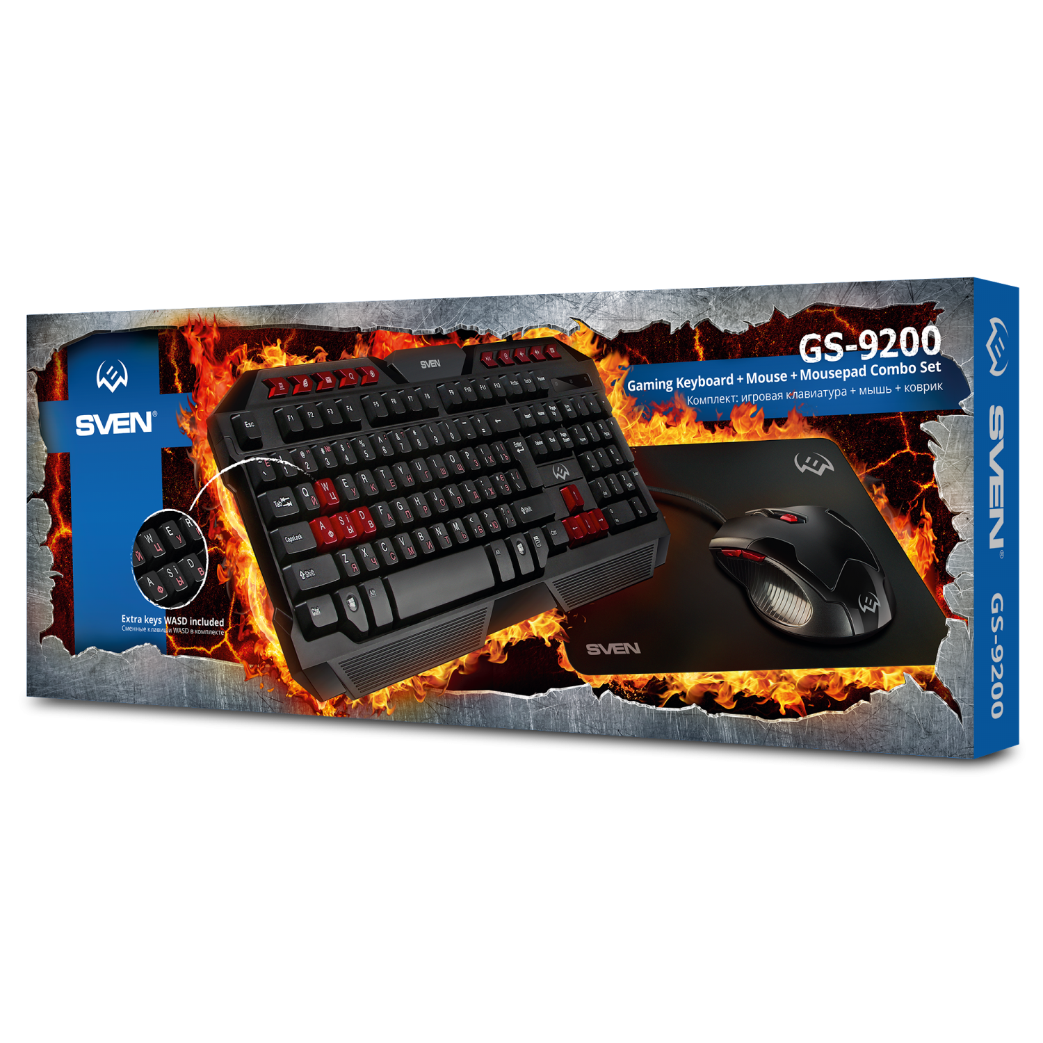 Клавиатура +мышь + коврик SVEN GS- 9200 игровая черно-красная
