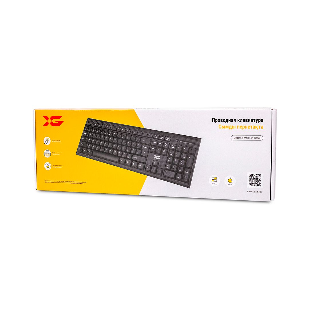Клавиатура, X-Game,XK-100UB Ультратонкая, USB, Анг/Рус/Каз, Чёрный миниатюра 3