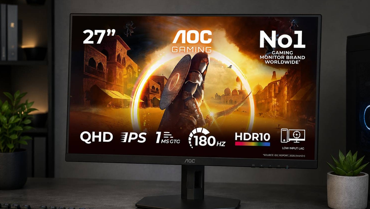 Монитор LCD 27" AOC Q27G4XF, FAST IPS, Black, 2560x1440\180Hz порт реж