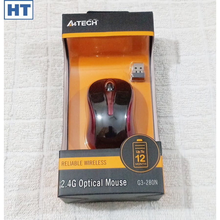 Mouse A4Tech G3-280N V-Track, Black, 1000 dpi, USB, padless wireless