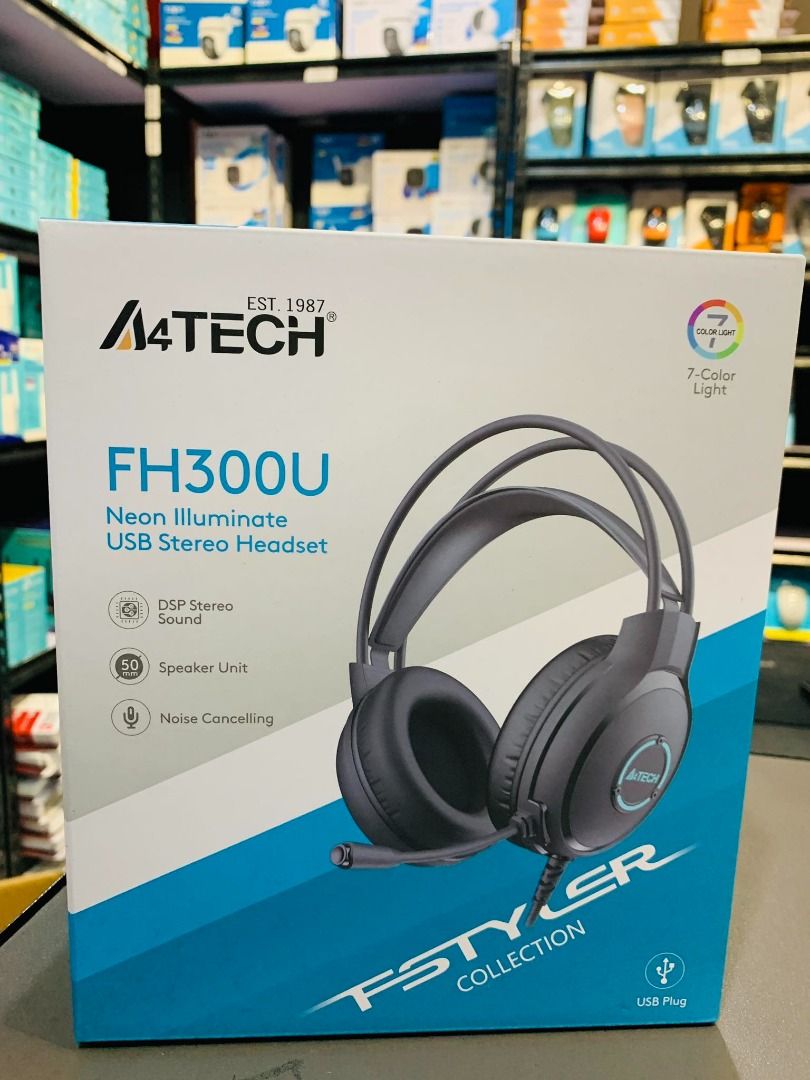 Наушники с микрофоном A4Tech FSTYLER FH300U NEON USB BLACK