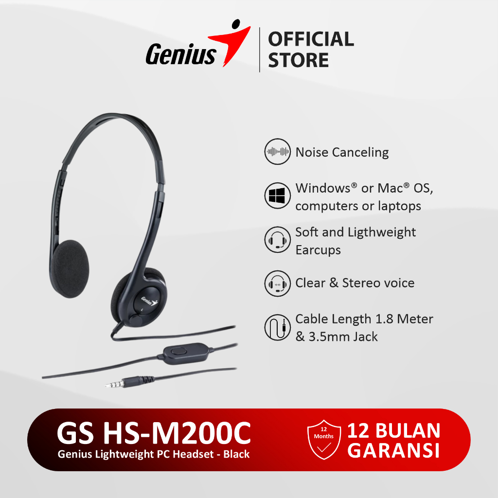 Наушники с микрофоном Genius HS-M200C , Дуговые